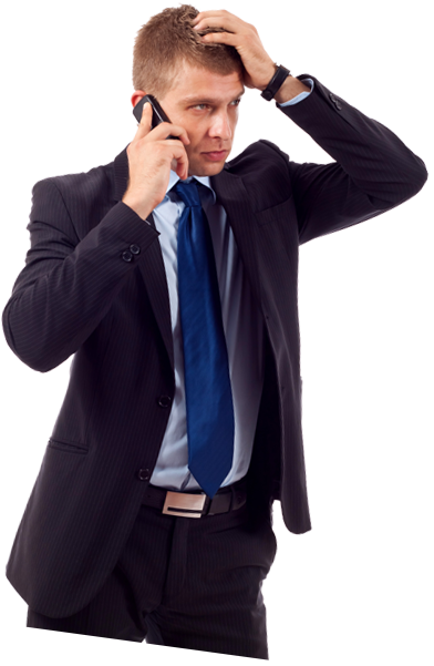 Man holding phone to his ear.